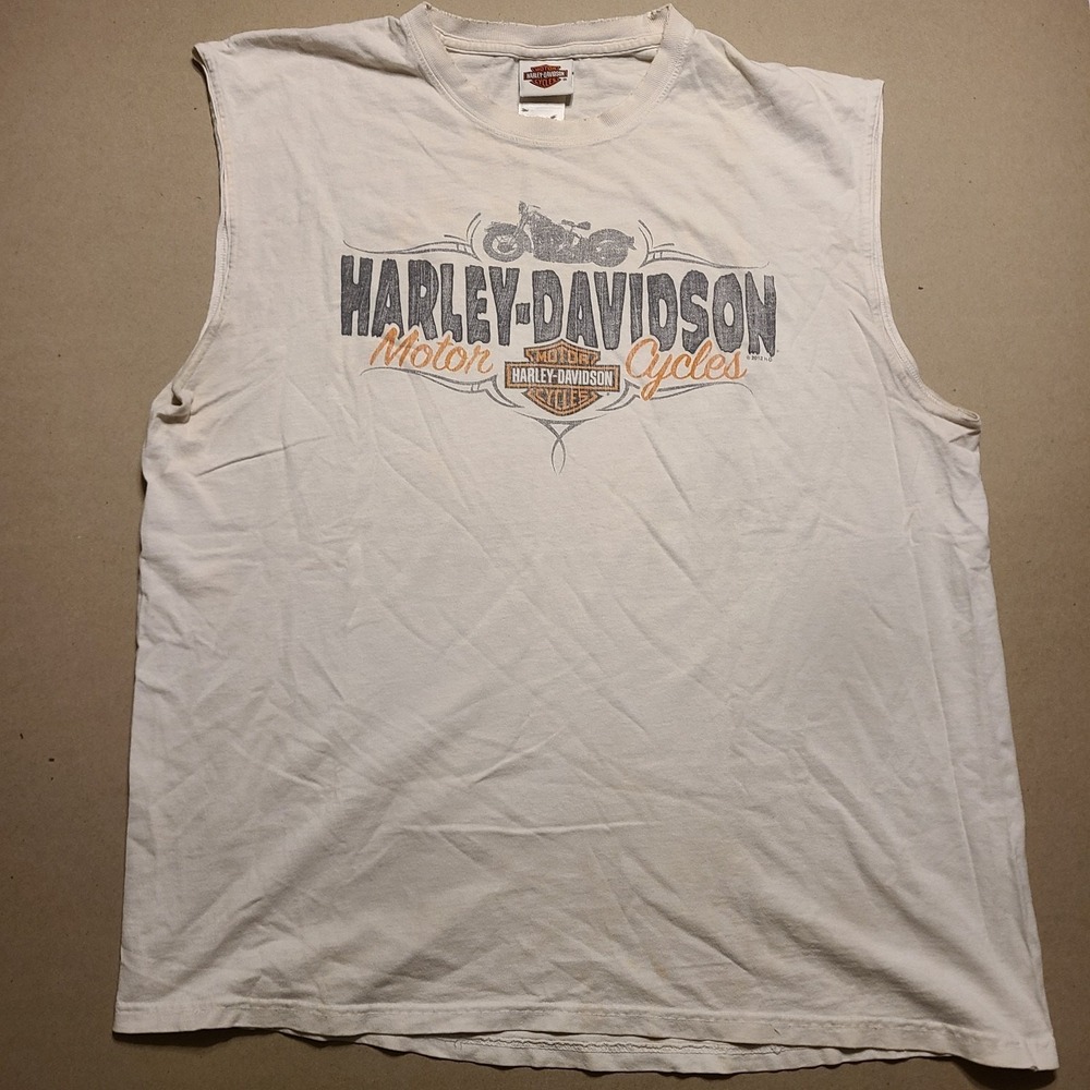 Vintage Harley Davidson Myrtle Beach Sleeveless Muscle Shirt Mens White Graphic